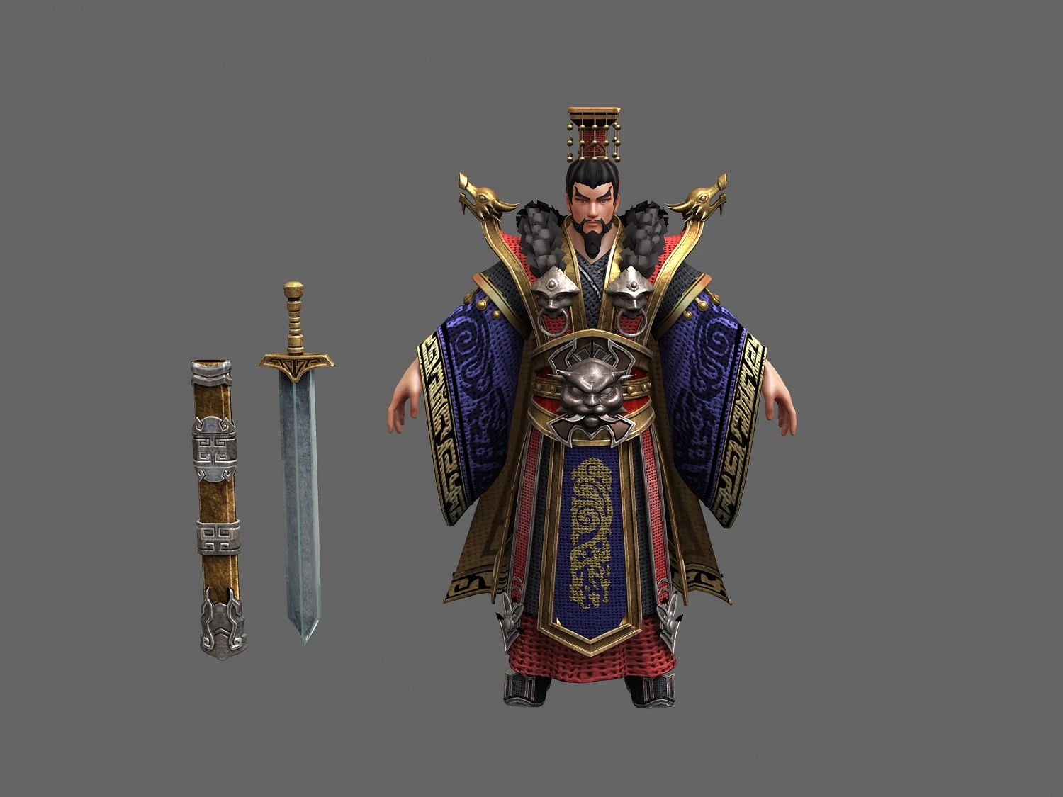 Ancient emperor 3D Model .c4d .max .obj .3ds .fbx .stl .blend 