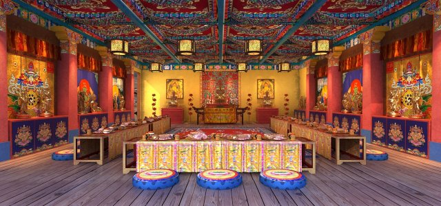 Buddha Hall 3D Model .c4d .max .obj .3ds .fbx .stl .blend 
