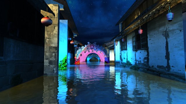 City night view 3D 模型 .c4d .max .obj .3ds .fbx .stl .blend