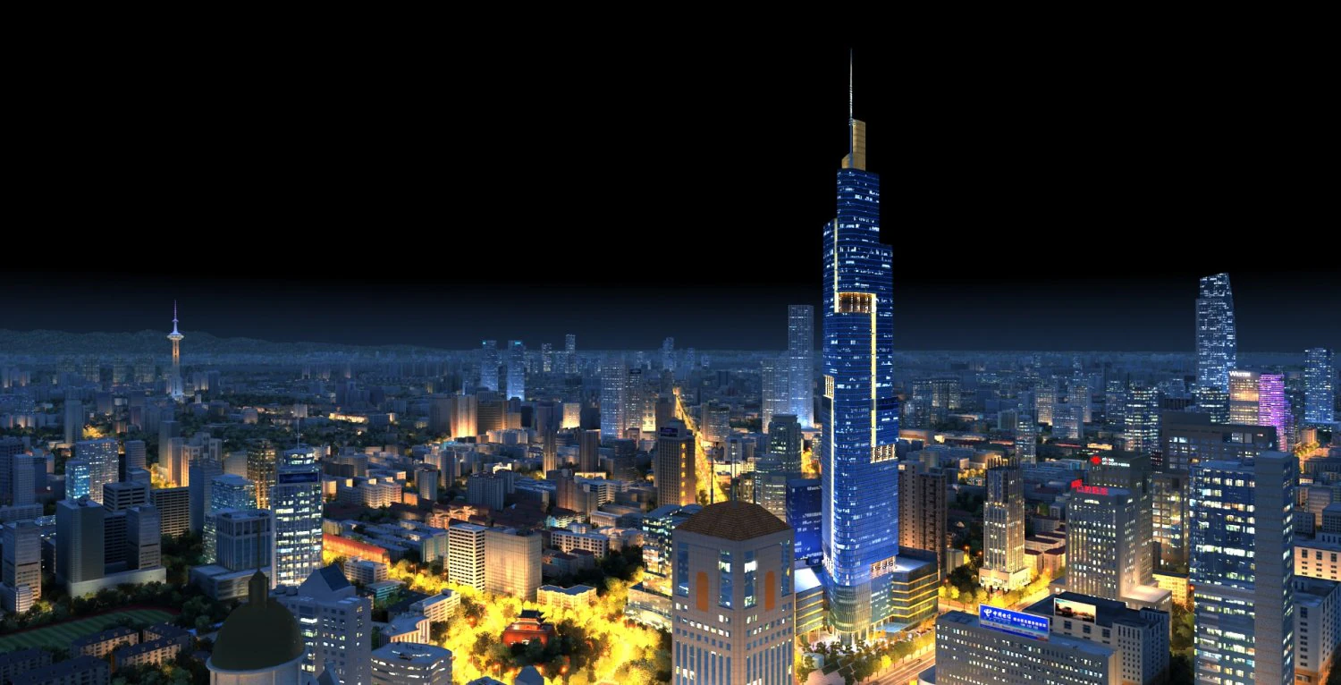 City night view 3D Model .c4d .max .obj .3ds .fbx .stl .blend 
