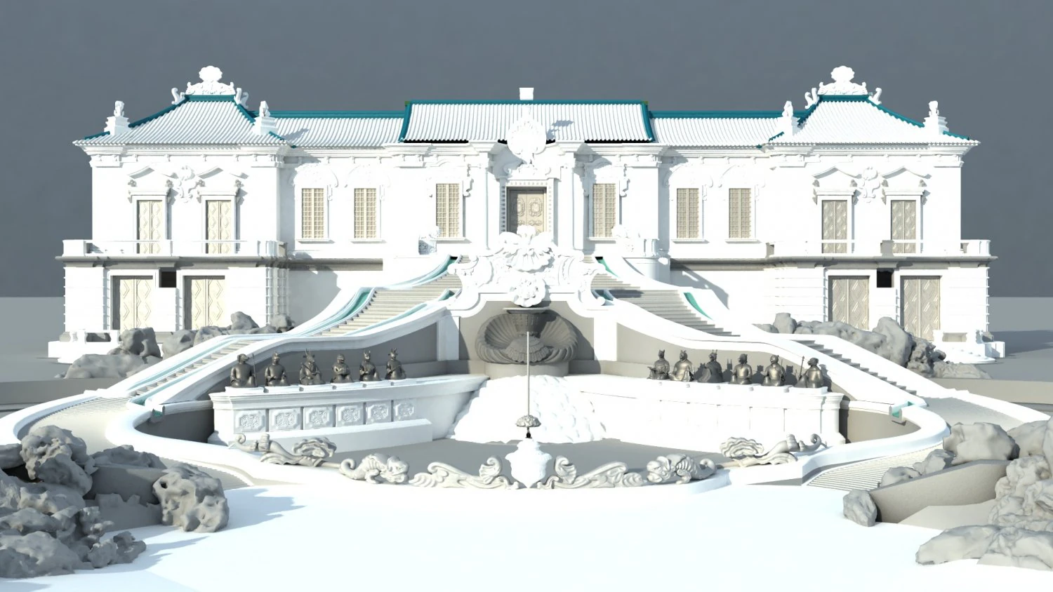 Old Summer Palace Building 3D Model .c4d .max .obj .3ds .fbx .stl .blend