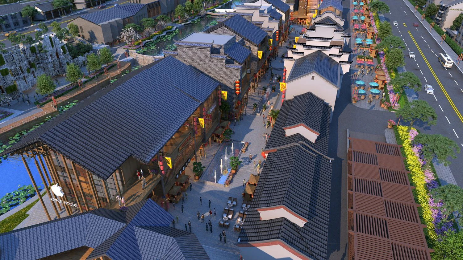 Commercial street 3D Model .c4d .max .obj .3ds .fbx .stl .blend 
