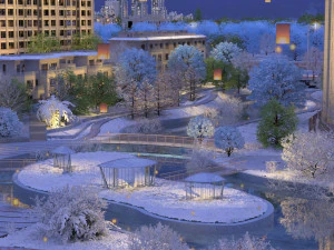 城市雪景 3D 模型