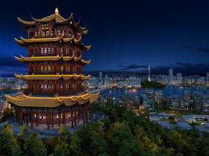 Yellow Crane Tower 3D Modell