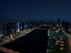 City night view Modèle 3D