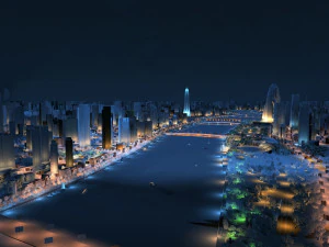 City night view 3D Model