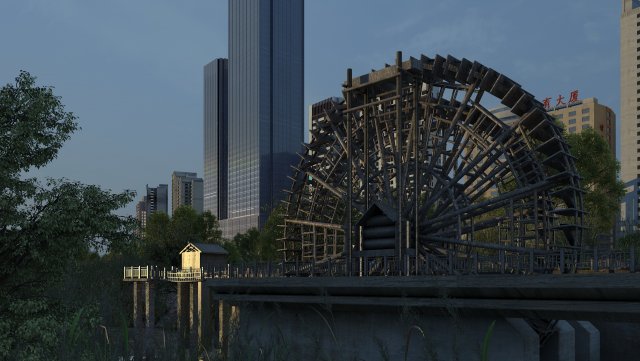 Waterwheel 3D Model .c4d .max .obj .3ds .fbx .stl .blend 