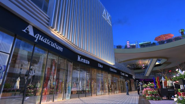 Commercial street 3D Model .c4d .max .obj .3ds .fbx .stl .blend 