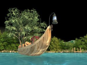 Wooden boat 3D-Modell