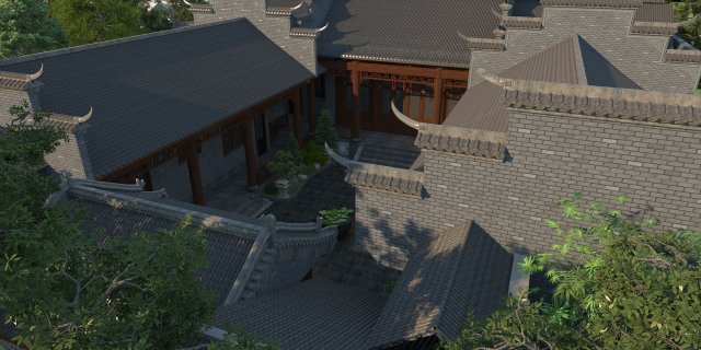 Siheyuan Model 3D .c4d .max .obj .3ds .fbx .stl .blend 