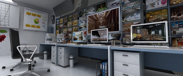 Monitoring room 3D 모델 .c4d .max .obj .3ds .fbx .stl .blend 