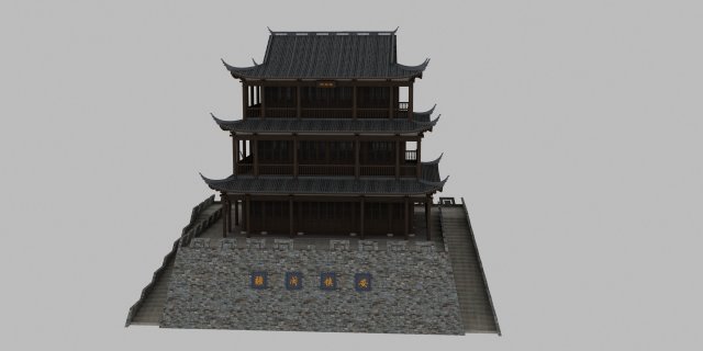 Ancient building Model 3D .c4d .max .obj .3ds .fbx .stl .blend 