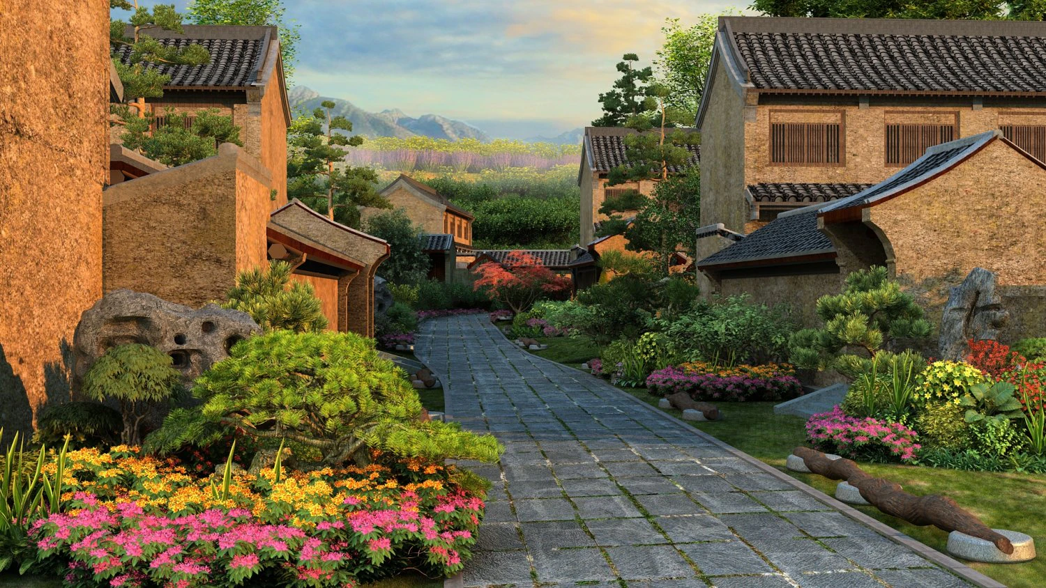 Mountain village 3D Model .c4d .max .obj .3ds .fbx .stl .blend 