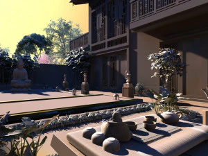 Buddhist hall 3D Model