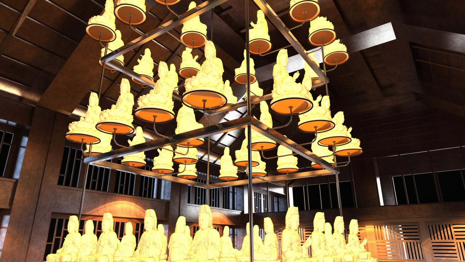 Buddhist hall 3D Model .c4d .max .obj .3ds .fbx .stl .blend 