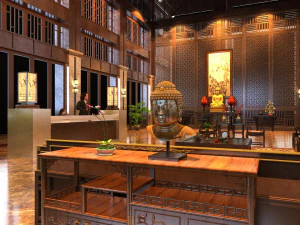 Buddhist hall 3D Model