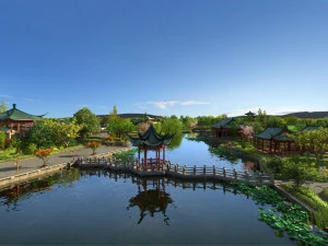 古代の庭園 3Dモデル