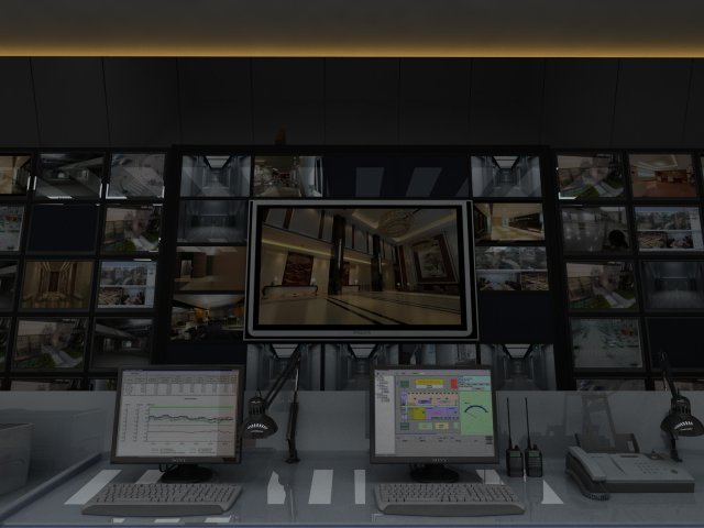 Monitoring room 3D Модель .c4d .max .obj .3ds .fbx .stl .blend 
