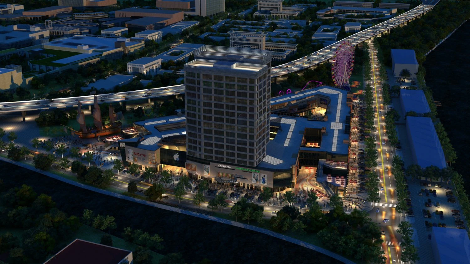Business district 3D Model .c4d .max .obj .3ds .fbx .stl .blend 