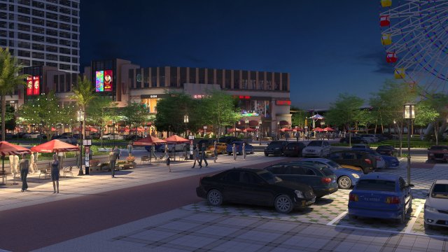 Business district 3D Модель .c4d .max .obj .3ds .fbx .stl .blend 