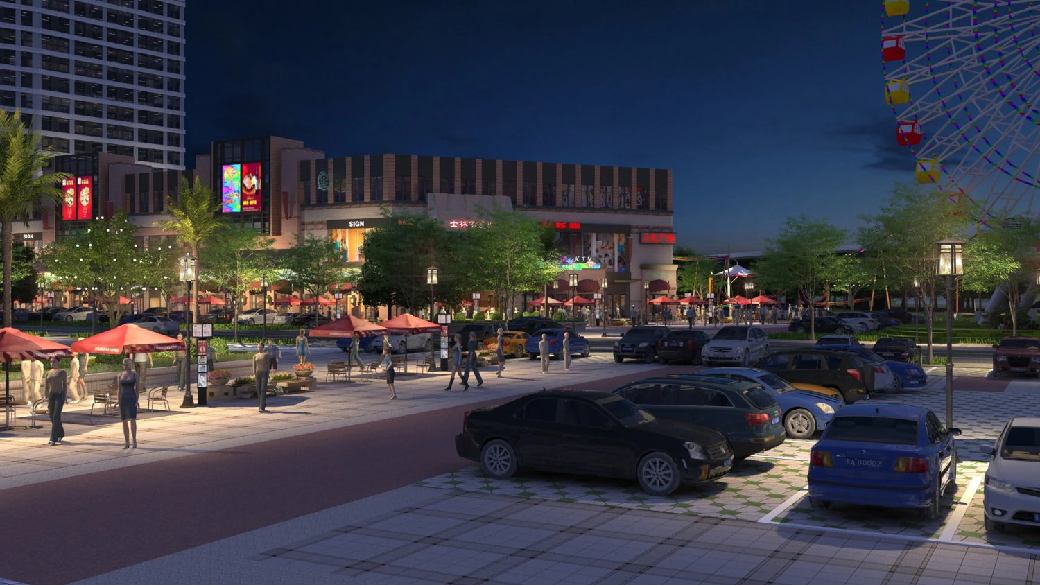 Business district 3D Model .c4d .max .obj .3ds .fbx .stl .blend 