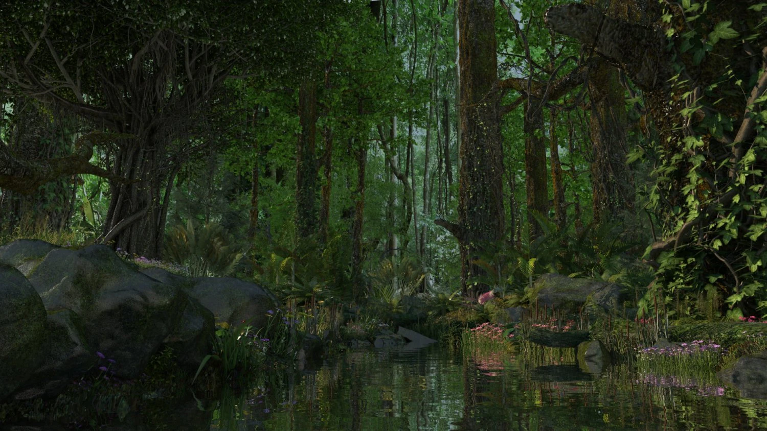 Tropical rain forest 3D Model .c4d .max .obj .3ds .fbx .stl .blend 