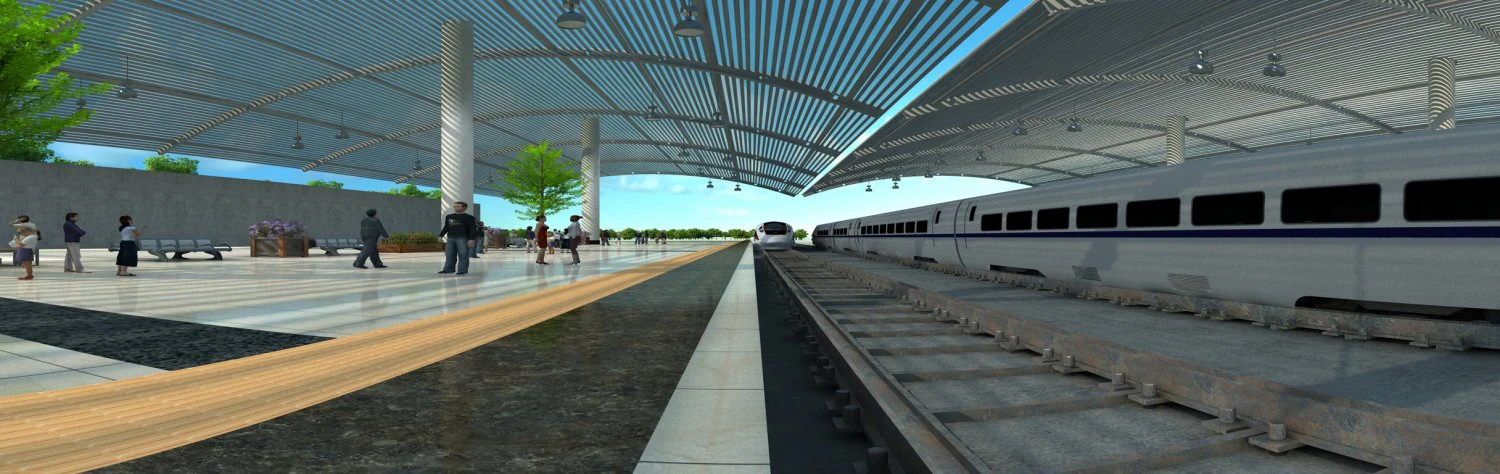 High-speed railway station 3D Model .c4d .max .obj .3ds .fbx .stl .blend 