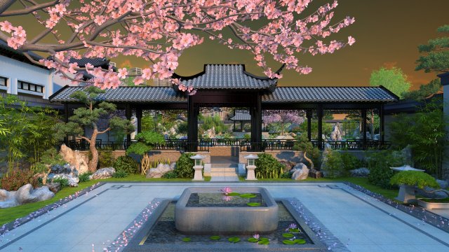 Gardens 3D Model .c4d .max .obj .3ds .fbx .stl .blend 