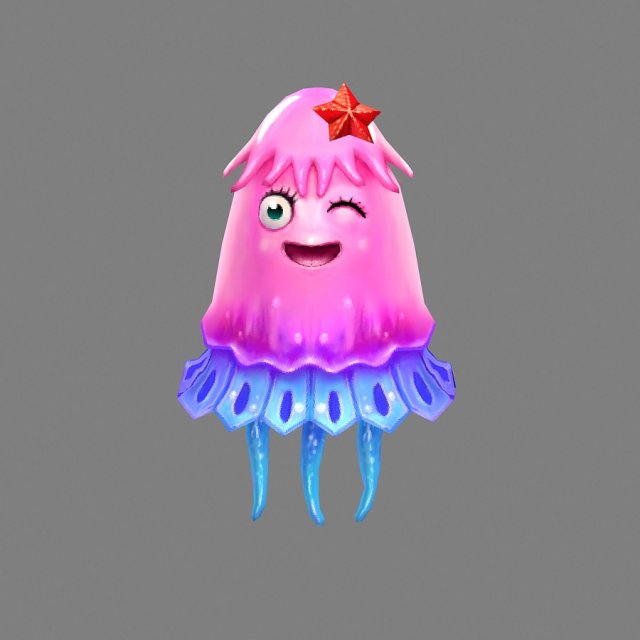 Cartoon jellyfish 3D Модель .c4d .max .obj .3ds .fbx .stl .blend 