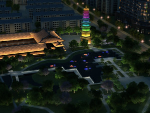 Ancient night view 3D Model