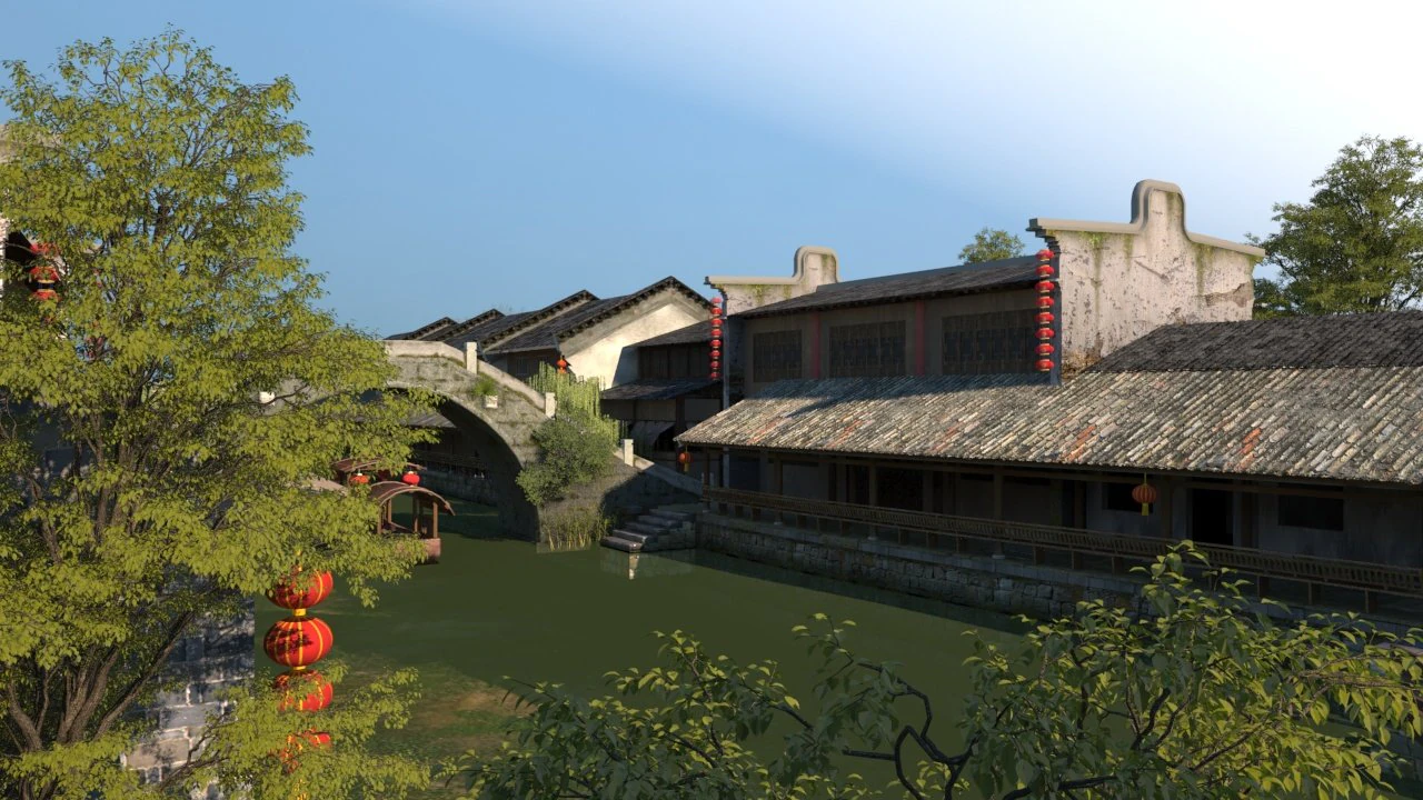 Ancient town 3D Model .c4d .max .obj .3ds .fbx .stl .blend