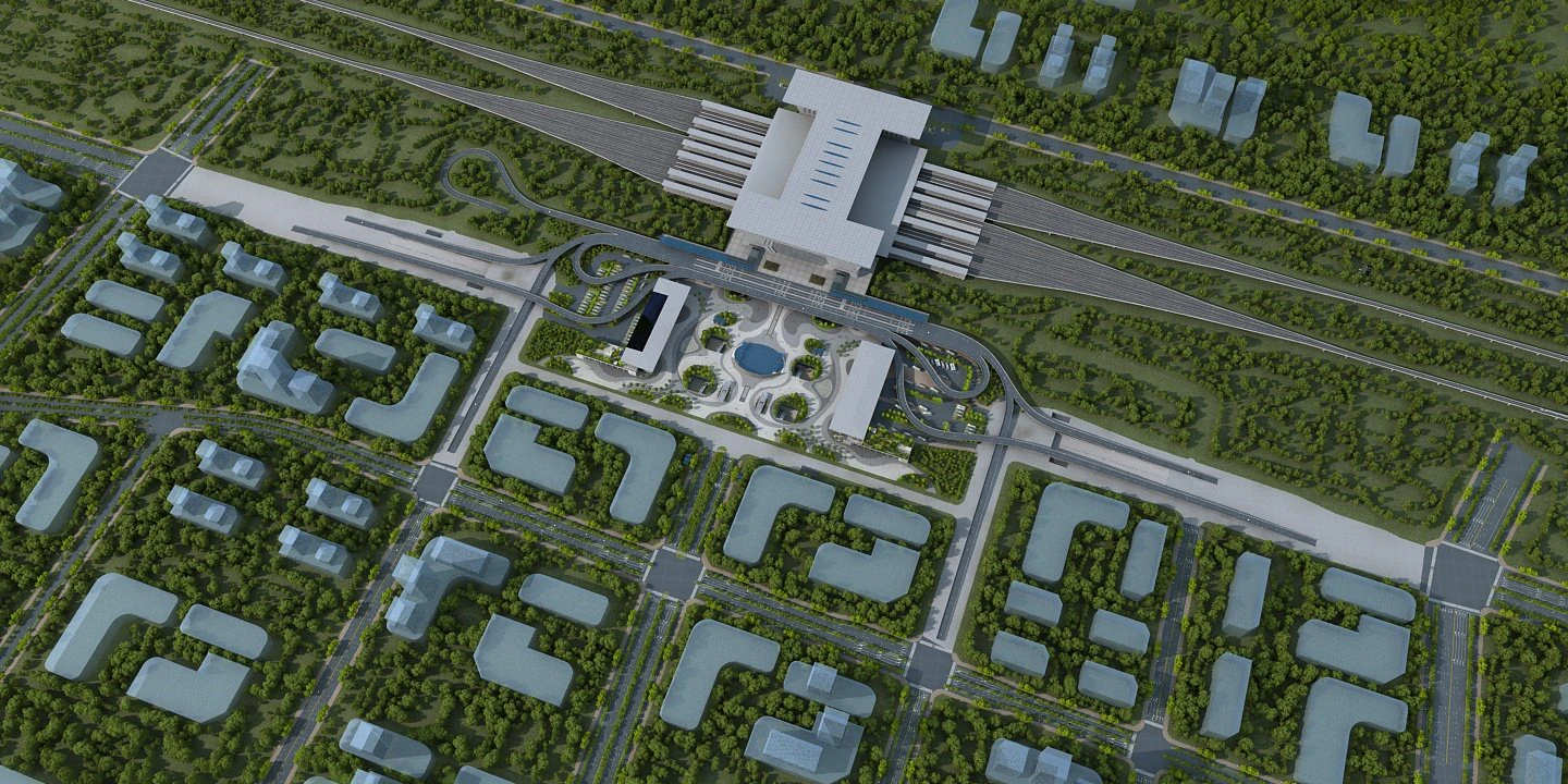 Train station 3D Model .c4d .max .obj .3ds .fbx .stl .blend 