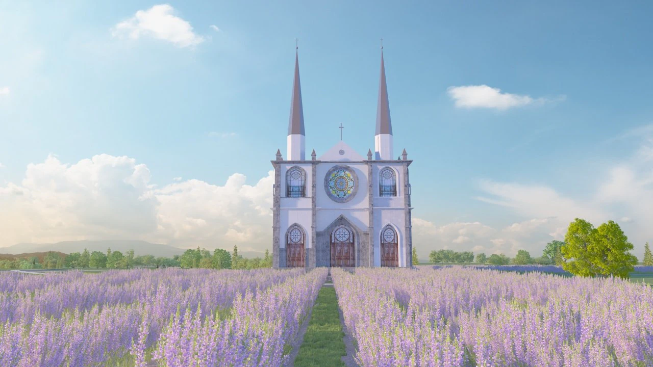 Church 3D Model .c4d .max .obj .3ds .fbx .stl .blend 