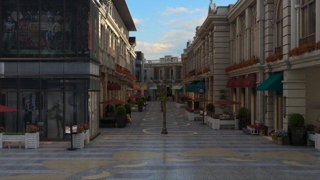 Commercial street 3D Model .c4d .max .obj .3ds .fbx .stl .blend 