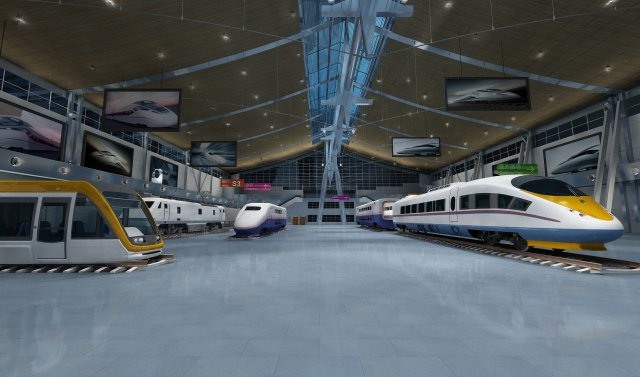 High speed rail exhibition 3D Модель .c4d .max .obj .3ds .fbx .stl .blend 