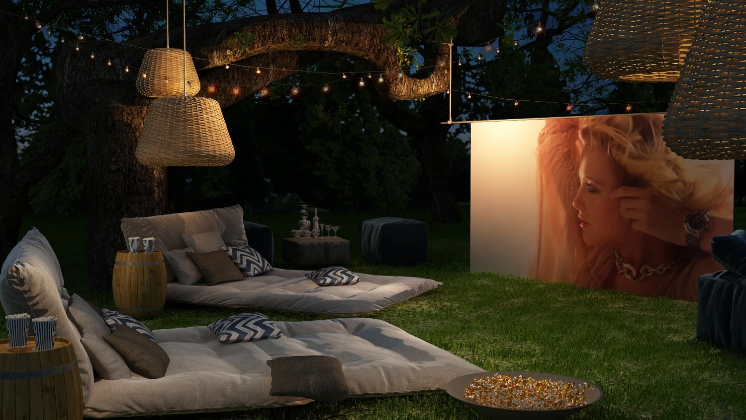 Outdoor cinema 3D Model .c4d .max .obj .3ds .fbx .stl .blend