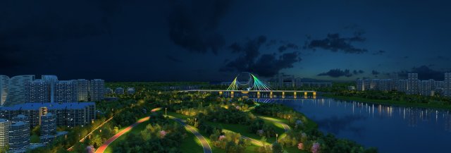 Night view of bridge 3D मॉडल .c4d .max .obj .3ds .fbx .stl .blend 
