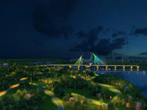 Night view of bridge 3D Model