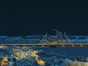 Night view of bridge 3D मॉडल