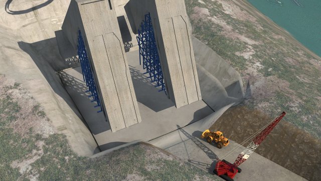 Bridge construction site 3D Model .c4d .max .obj .3ds .fbx .stl .blend 