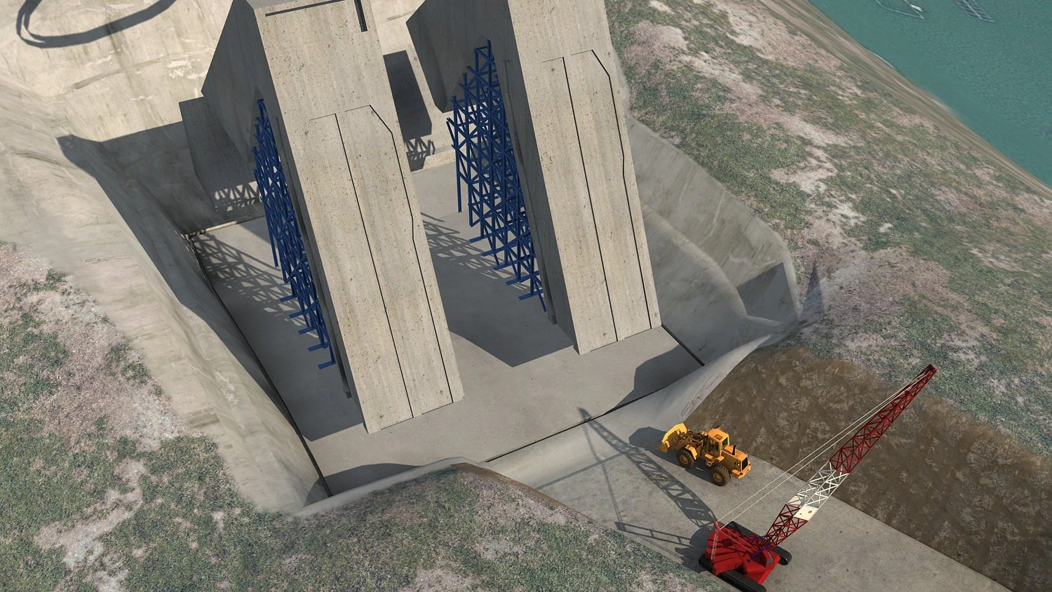 Bridge construction site 3D Model .c4d .max .obj .3ds .fbx .stl .blend 