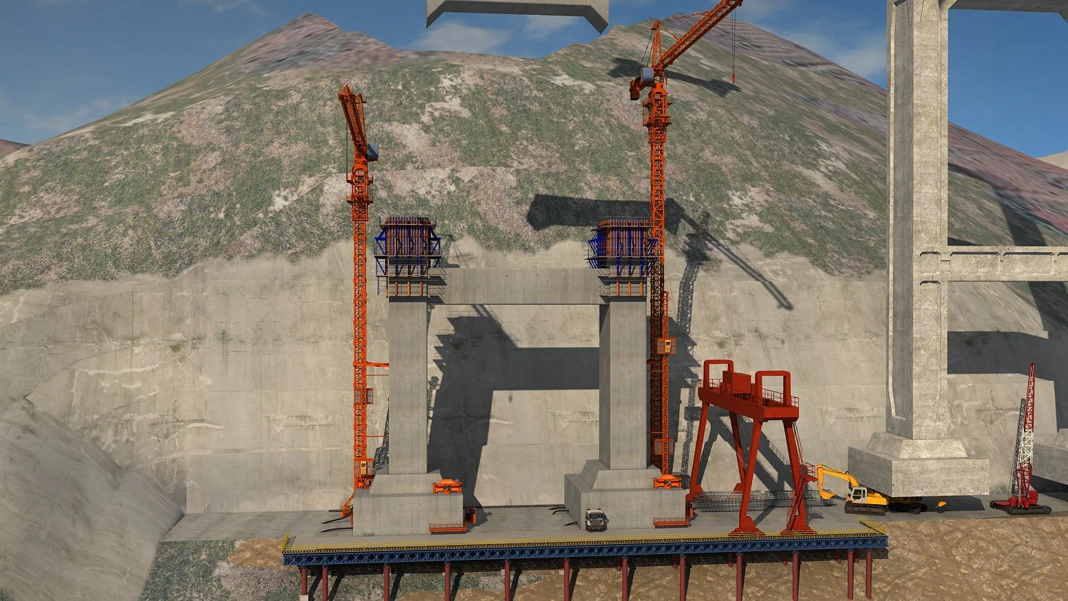 Bridge construction site 3D Model .c4d .max .obj .3ds .fbx .stl .blend 