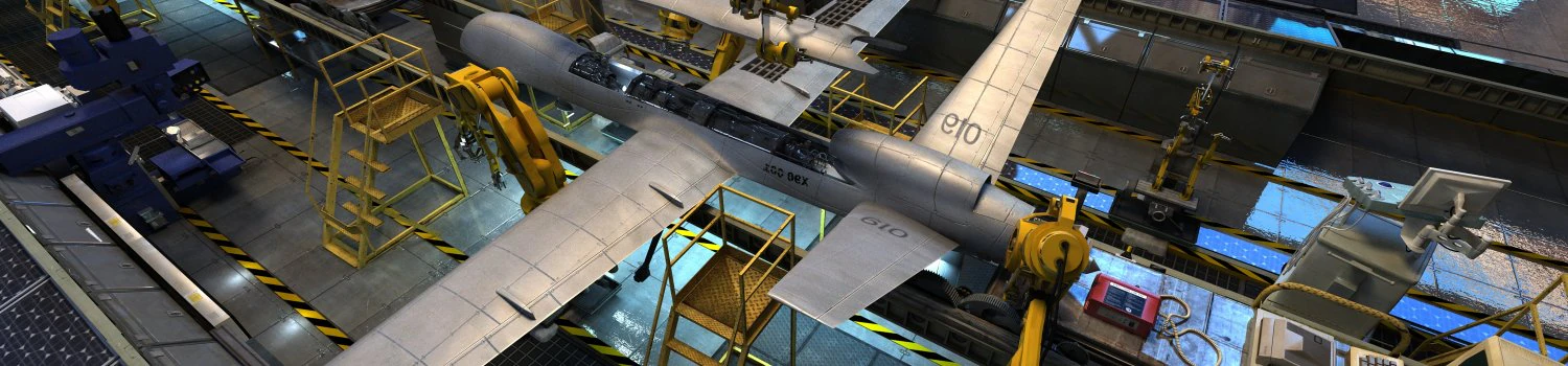 Aircraft factory 3D Model .c4d .max .obj .3ds .fbx .stl .blend 