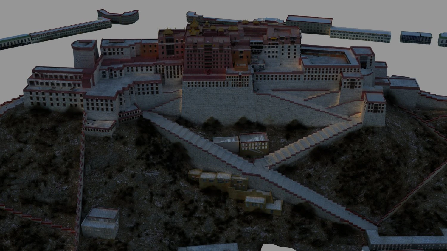Potala Palace 3D Model .c4d .max .obj .3ds .fbx .stl .blend 