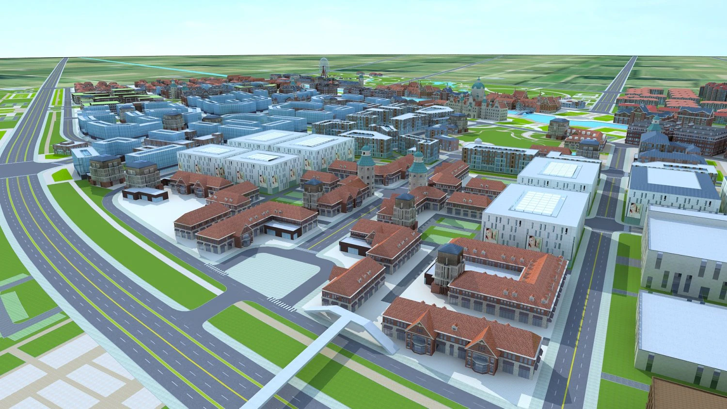 Small town 3D Model .c4d .max .obj .3ds .fbx .stl .blend 