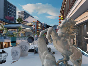 Rua comercial Modelo 3D