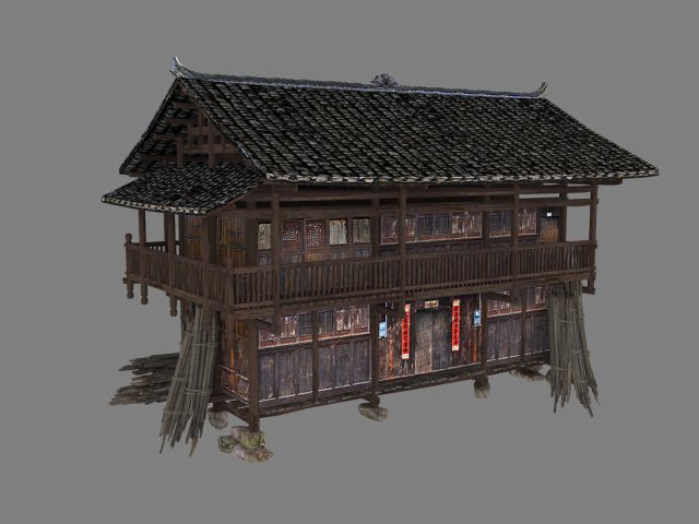 Folk house Model 3D .c4d .max .obj .3ds .fbx .stl .blend 