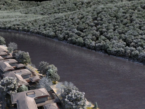 Bergdorf Winter 3D Modell