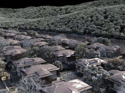 Mountain village winter 3D Modell