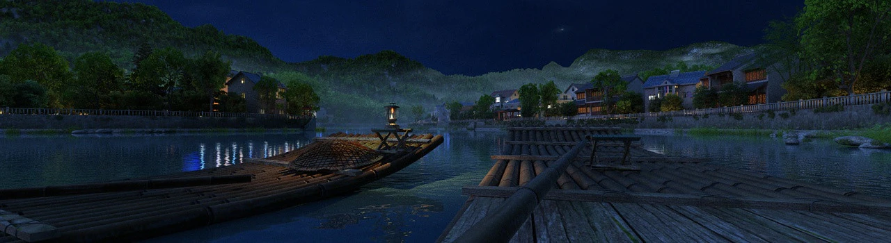 Lakeside night view 3D Model .c4d .max .obj .3ds .fbx .stl .blend